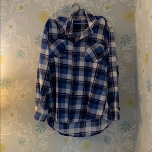 Blue and white checkered flannel